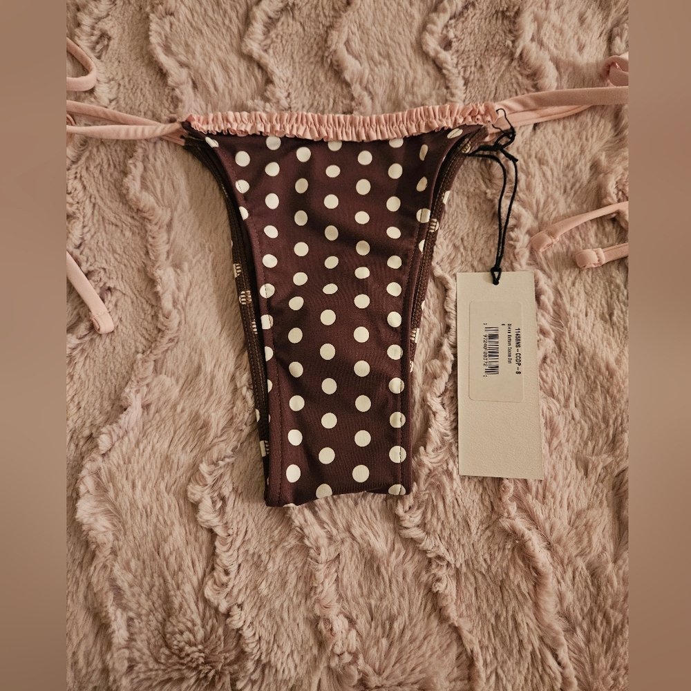 NEW Frankies Bikinis Cocoa Dot Bikini Bottom Small